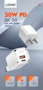Cargador Carga Turbo LDNIO A2317C 30W PD QC 3.0