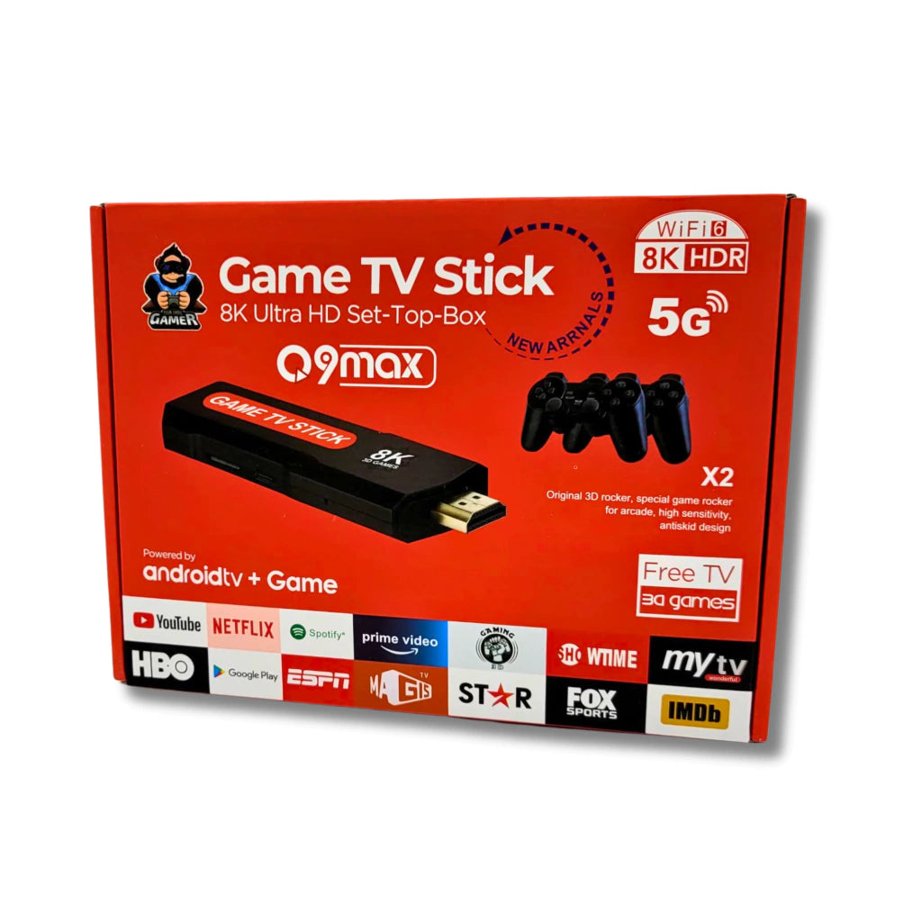 Game Stick Q9 Max 8K con 2 Controles + TV Box