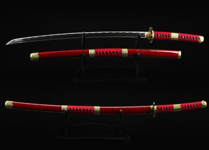 Katana Sandai Kitetsu de Zoro Hoja Acero + Vaina Roja - One Piece 103cm