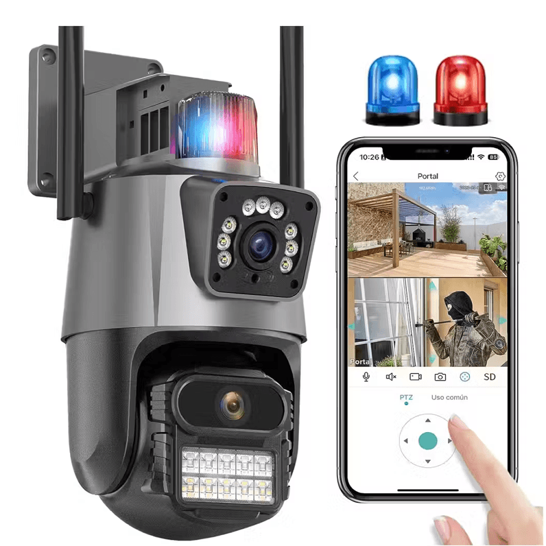 Cámara PTZ de Doble Lente ICSEE, 8 MP, WiFi, Inalámbrica
