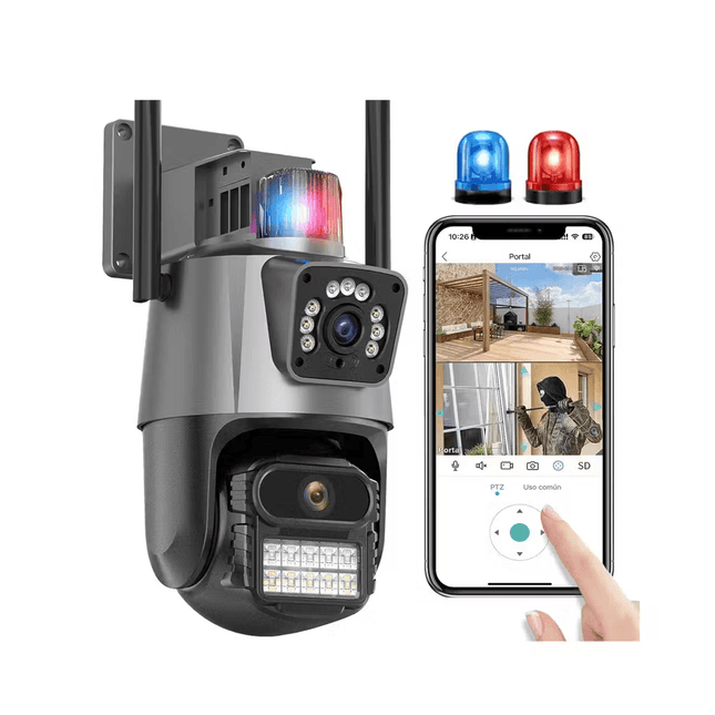 Cámara PTZ de Doble Lente ICSEE, 8 MP, WiFi, Inalámbrica