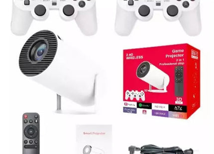 Consola Retro Android con Proyector 4K, Juegos PS2 y 2 Controles