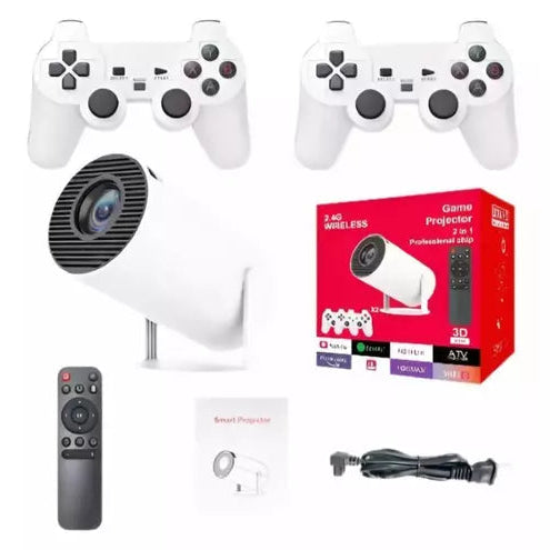 Consola Retro Android con Proyector 4K, Juegos PS2 y 2 Controles