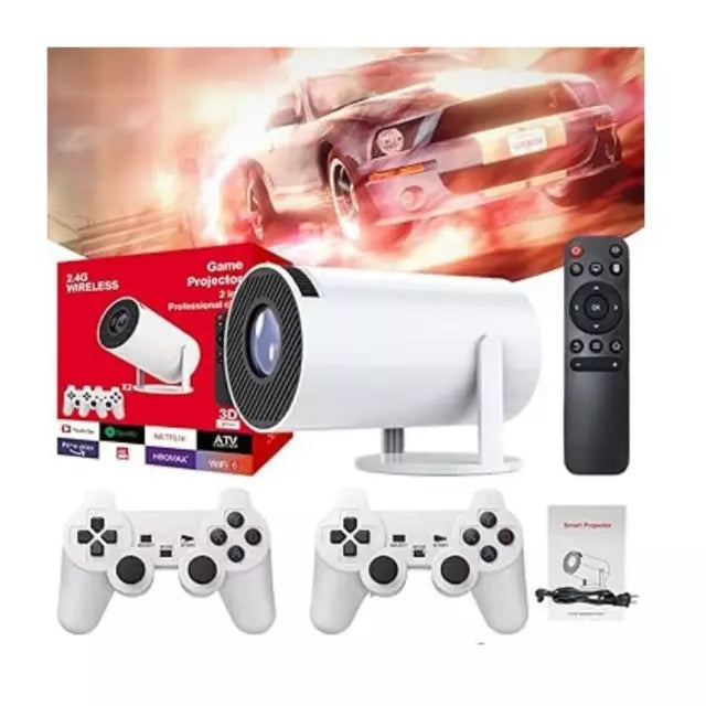 Consola Retro Android con Proyector 4K, Juegos PS2 y 2 Controles