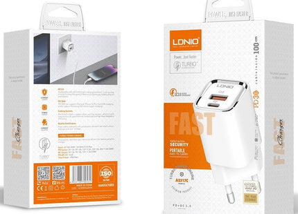 Cargador Carga Turbo LDNIO A2317C 30W PD QC 3.0