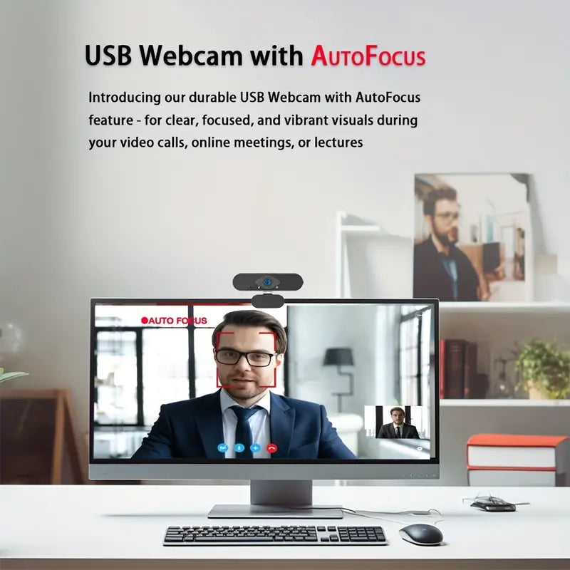 Webcam 4K Ultra 8MP - Micrófono con Reducción de Ruido y Clip Rotatorio