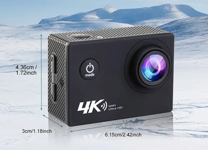 Cámara deportiva 4K WiFi Ultra HD - Lente Gran Angular con Carcasa Sumergible