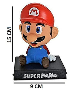 Bobblehead Super Mario con Soporte para Celular de Auto