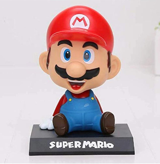 Bobblehead Super Mario con Soporte para Celular de Auto