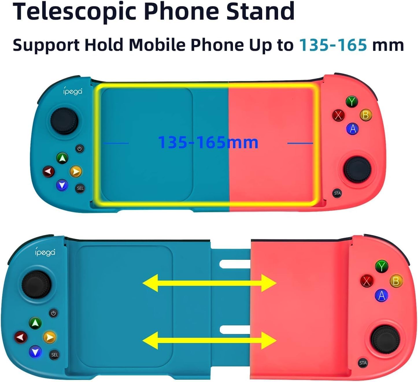 Control Ipega PG-9217 Mando de Juego Bluetooth Telescópico, Compatible con Android, Windows PC, PS3, Nintendo Switch