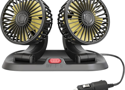 Ventilador Doble para Auto 12V - Dual Fan con Cable Encendedor de Cigarrillos