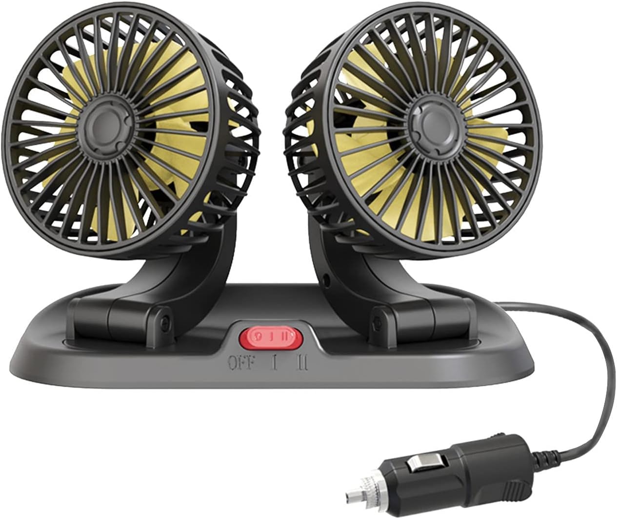 Ventilador Doble para Auto 12V - Dual Fan con Cable Encendedor de Cigarrillos