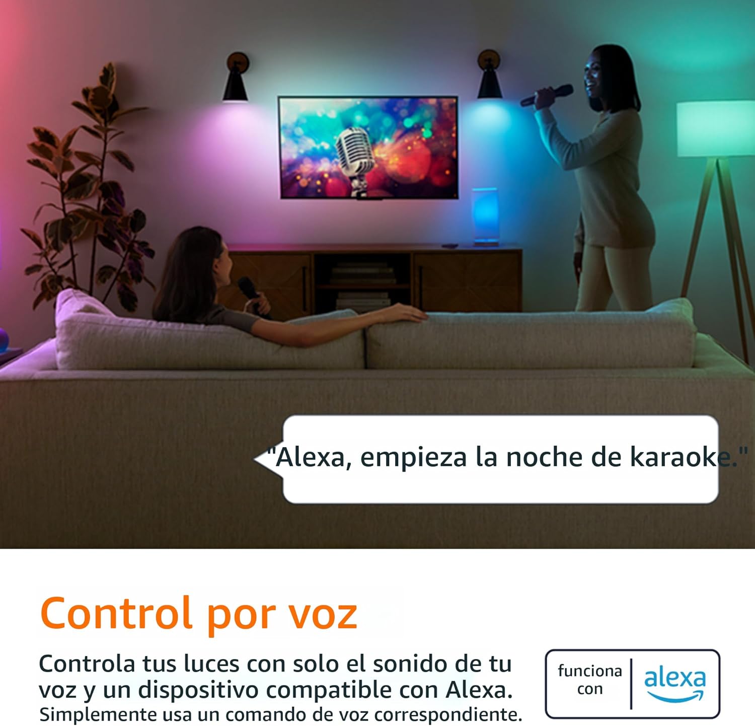 Bombilla LED Inteligente Amazon Basics A19 - 60W - Cambia Color - Compatible con Alexa