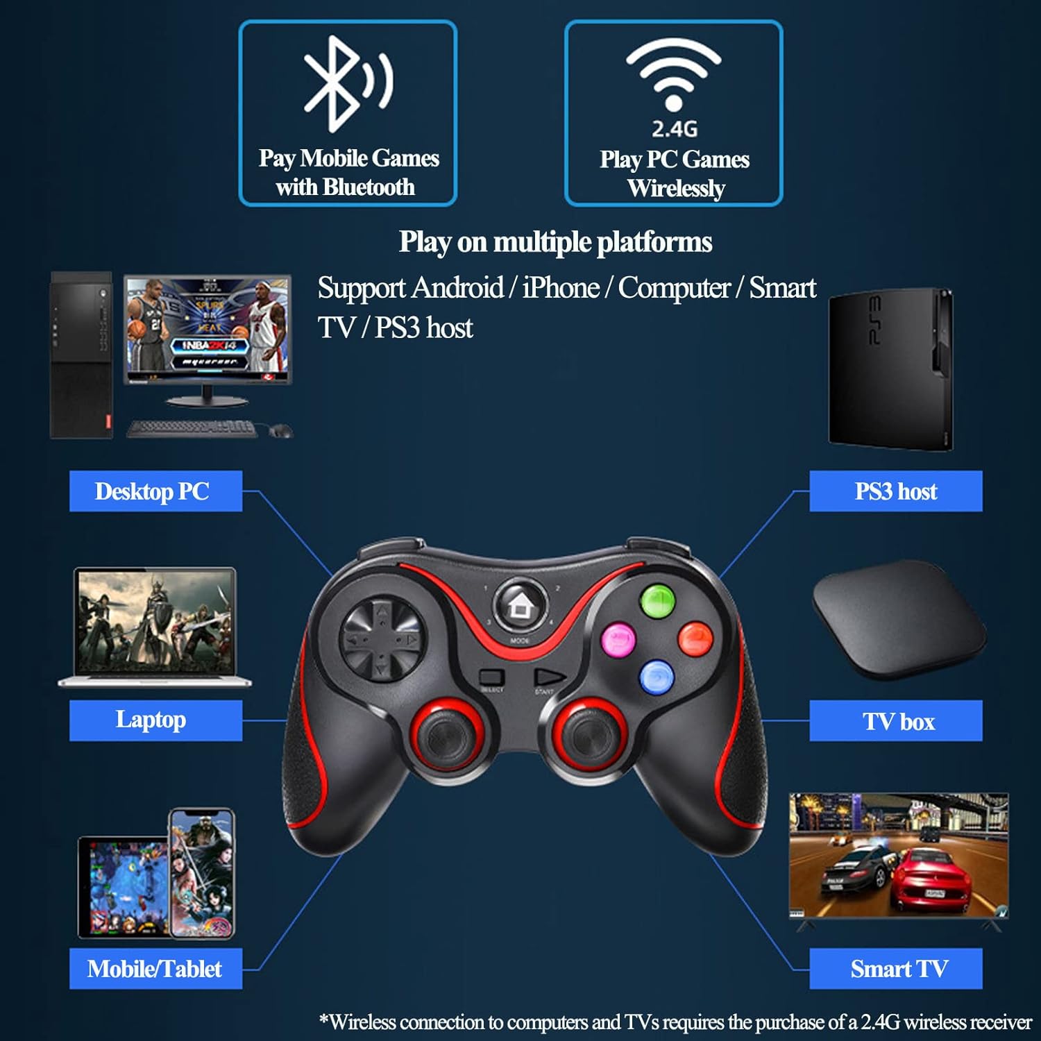 Control Gamepad V8 Wireless Bluetooth Multidispositivo