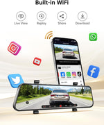 Dashcam Espejo Retrovisor Doble Cámara 360° - Grabación Frontal y Trasera HD