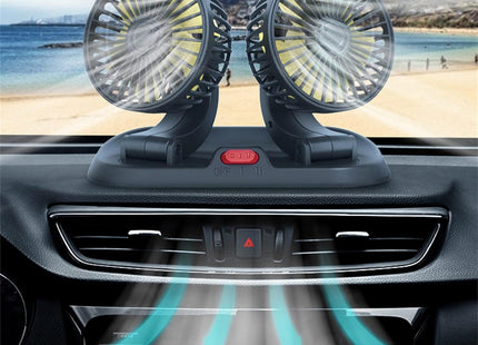Ventilador Doble para Auto 12V - Dual Fan con Cable Encendedor de Cigarrillos