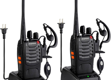 Baofeng Walkie Talkies 888S Recargables Largo Alcance + Auriculares - 16 Canales (2 Unidades)