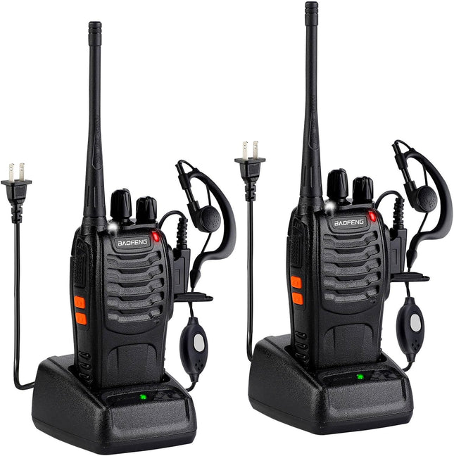 Baofeng Walkie Talkies 888S Recargables Largo Alcance + Auriculares - 16 Canales (2 Unidades)