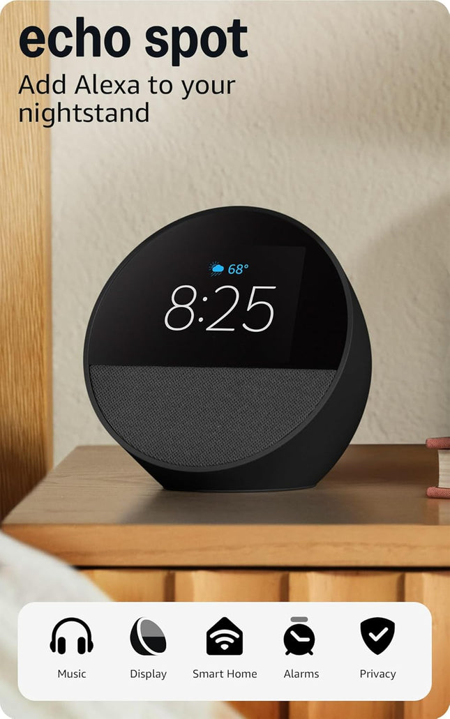 Echo Spot - Incluye despertador Inteligente con Alexa