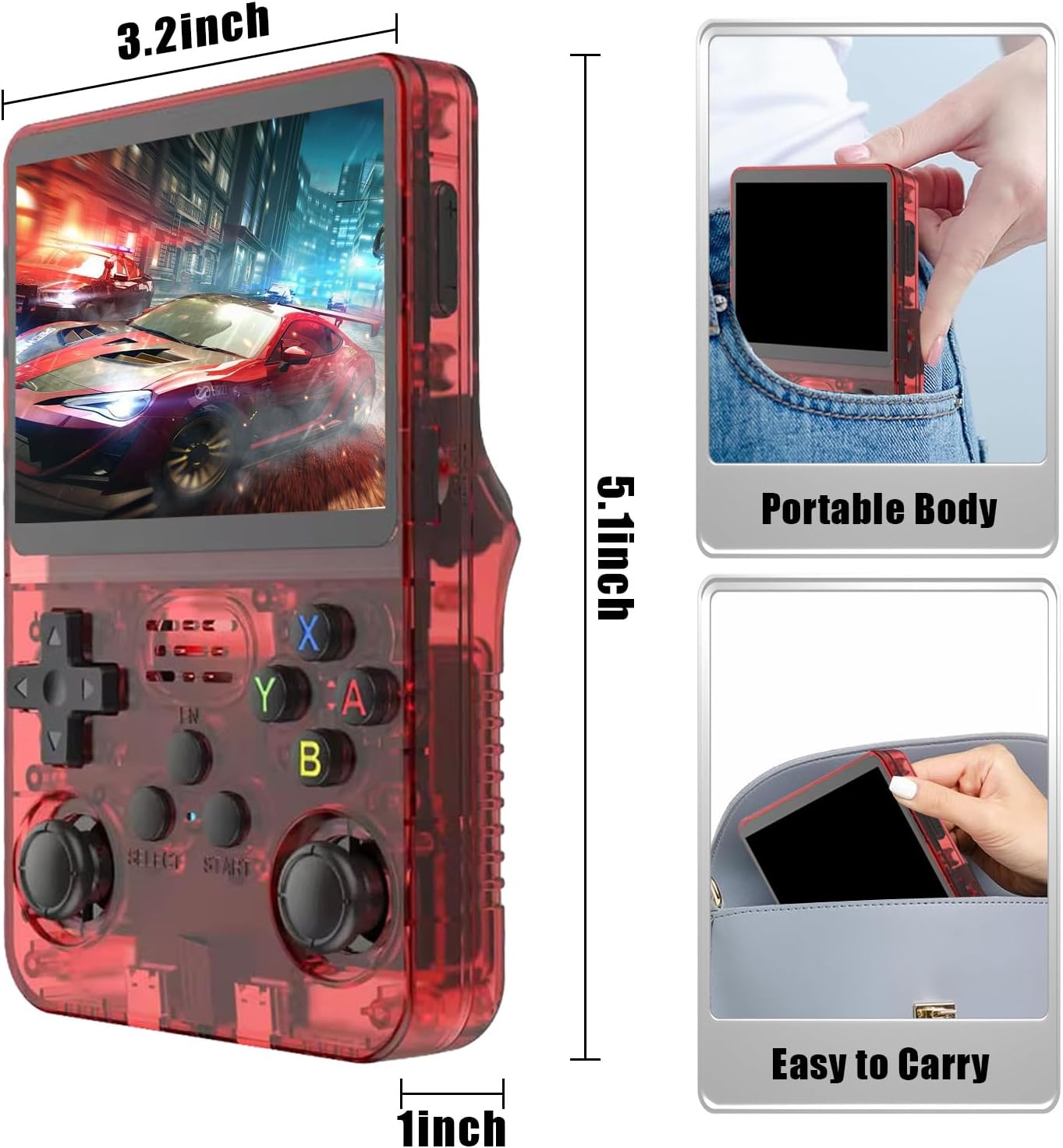 Consola Portátil Retro R36s 3.5" Roja