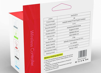 Gamepad V8 Wireless para Windows 7/8/10 PC/iPhone/Android/ PS3