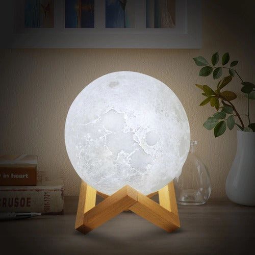 Lámpara humidificador Luna 3D LED - Base de Madera con Control Táctil y Múltiples Colores