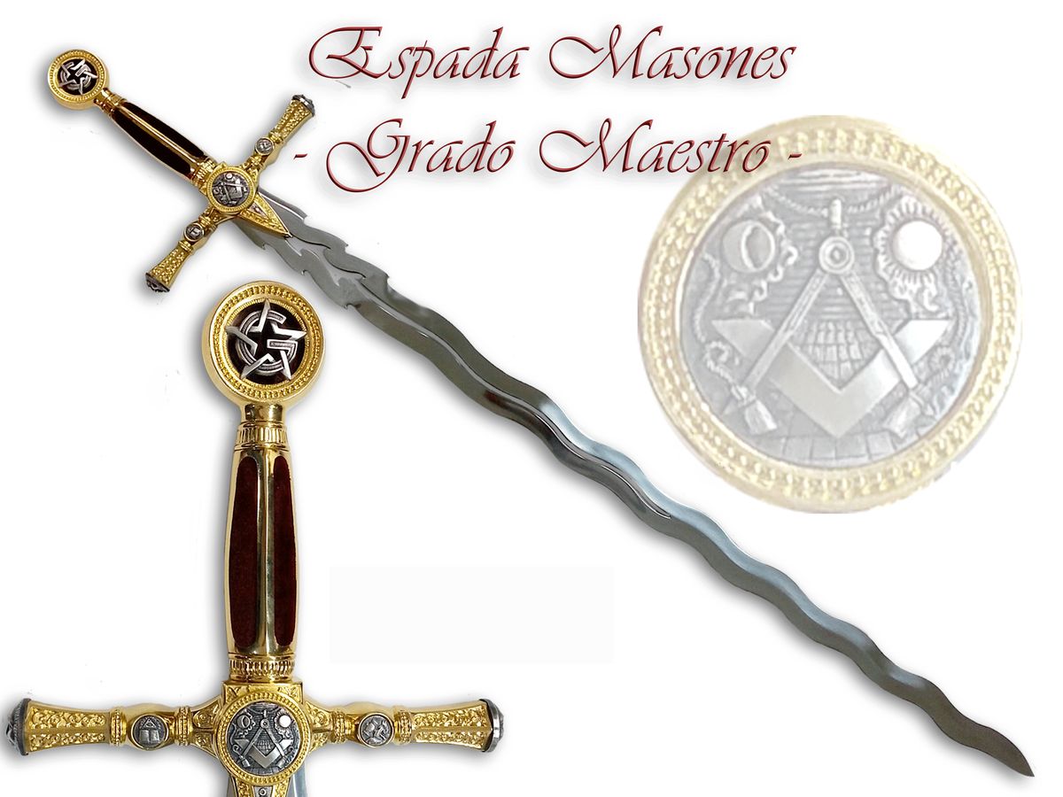 Espada Masónica Grado Maestro Acero - 120cm Ceremonial