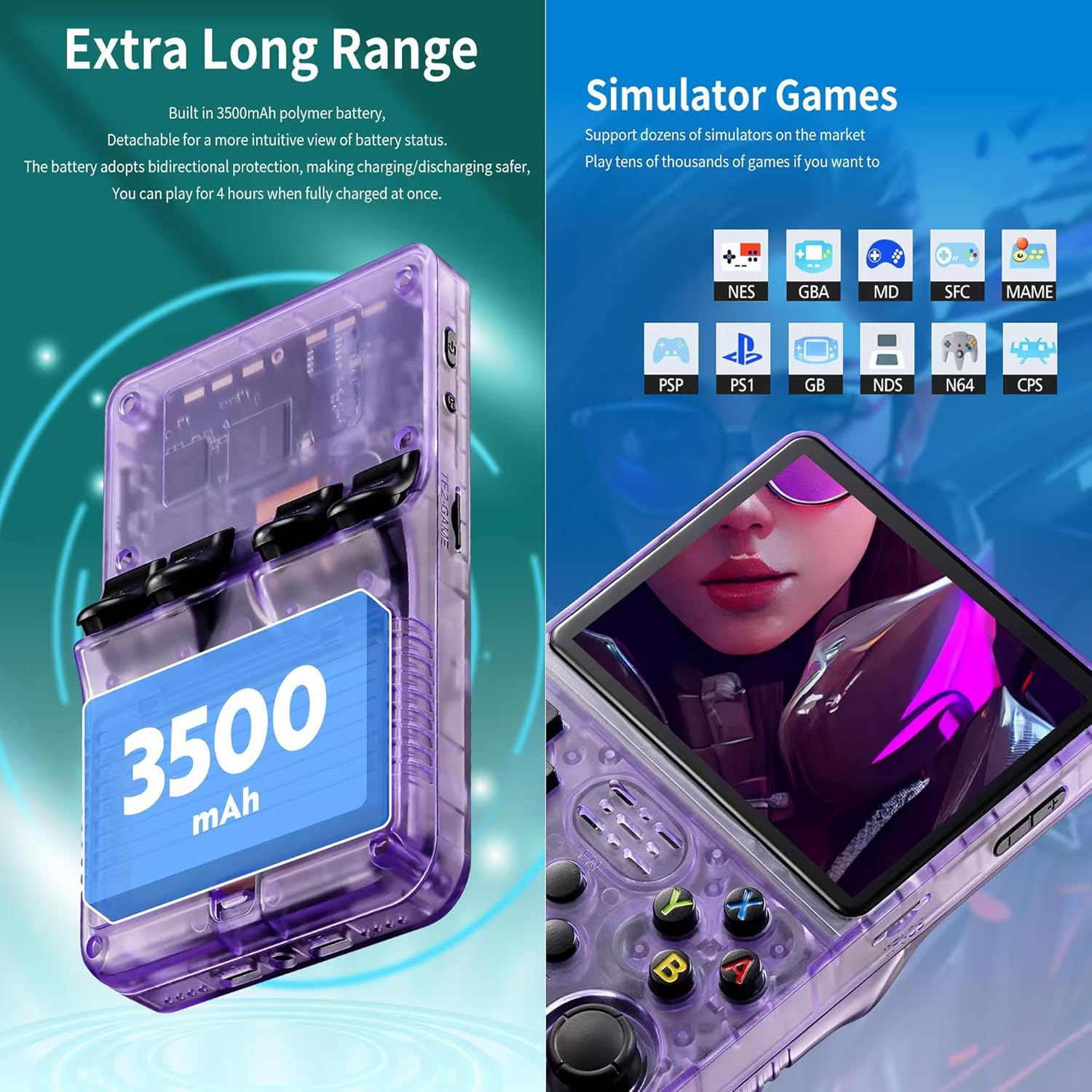 Consola Retro R36S Azul 20000+ Juegos Portátil