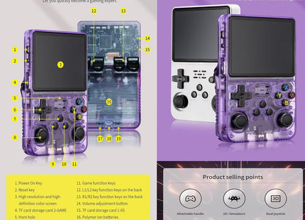 Consola Retro R36S Azul 20000+ Juegos Portátil