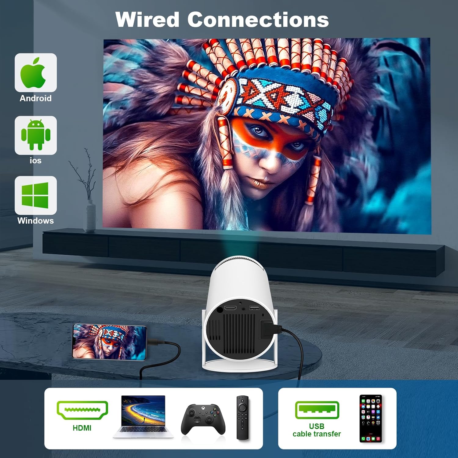 Proyector 4K Portátil Android HY300