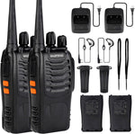 Baofeng Walkie Talkies 888S Recargables Largo Alcance + Auriculares - 16 Canales (2 Unidades)