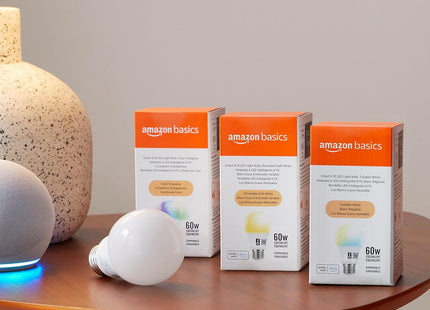 Bombilla LED Inteligente Amazon Basics A19 - 60W - Cambia Color - Compatible con Alexa