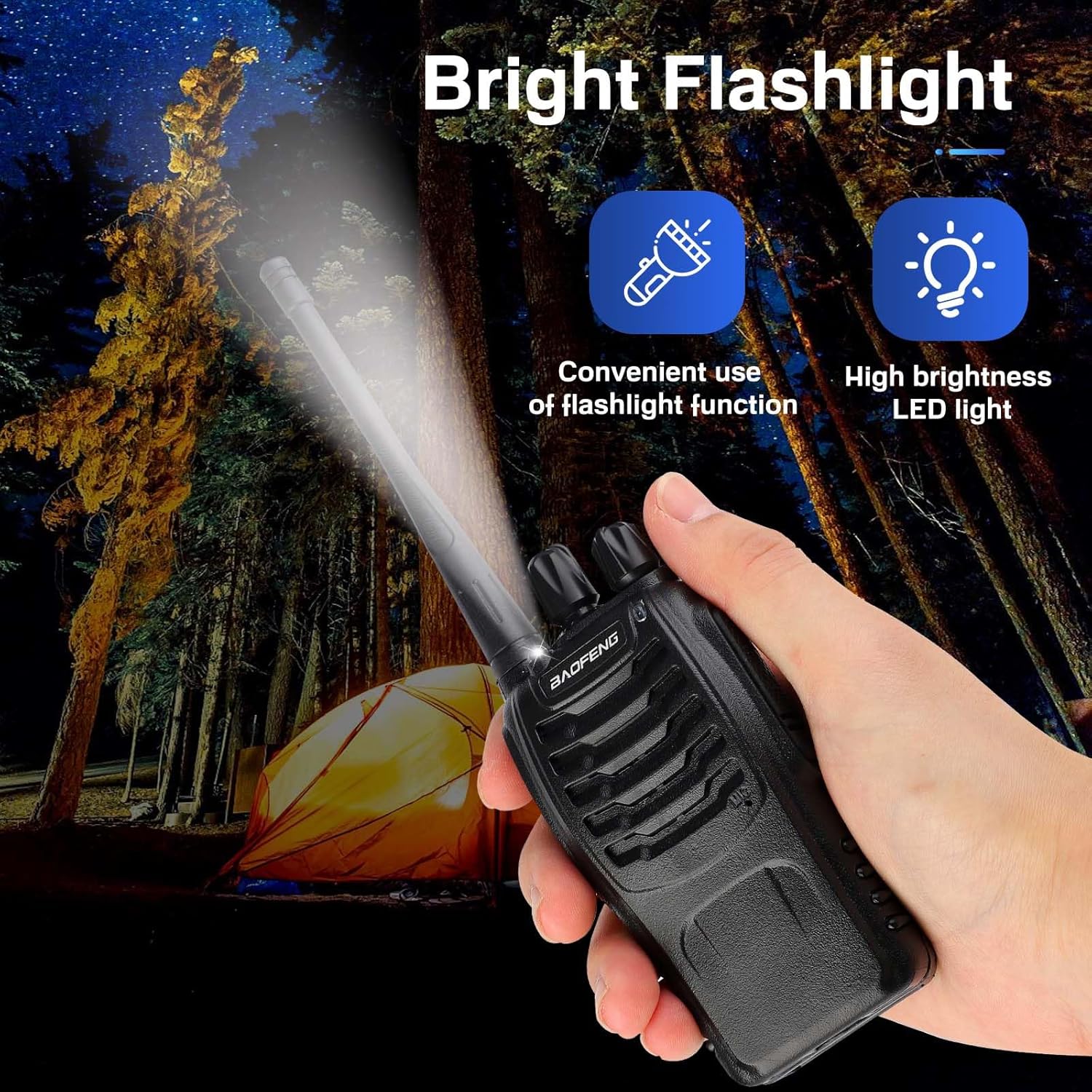 Baofeng Walkie Talkies 888S Recargables Largo Alcance + Auriculares - 16 Canales (2 Unidades)