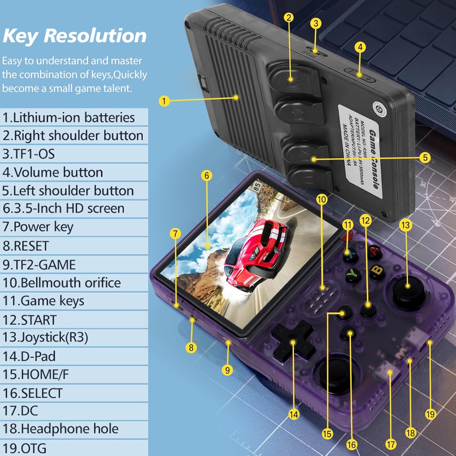 Consola Retro R36S Negro 20000+ Juegos Portátil