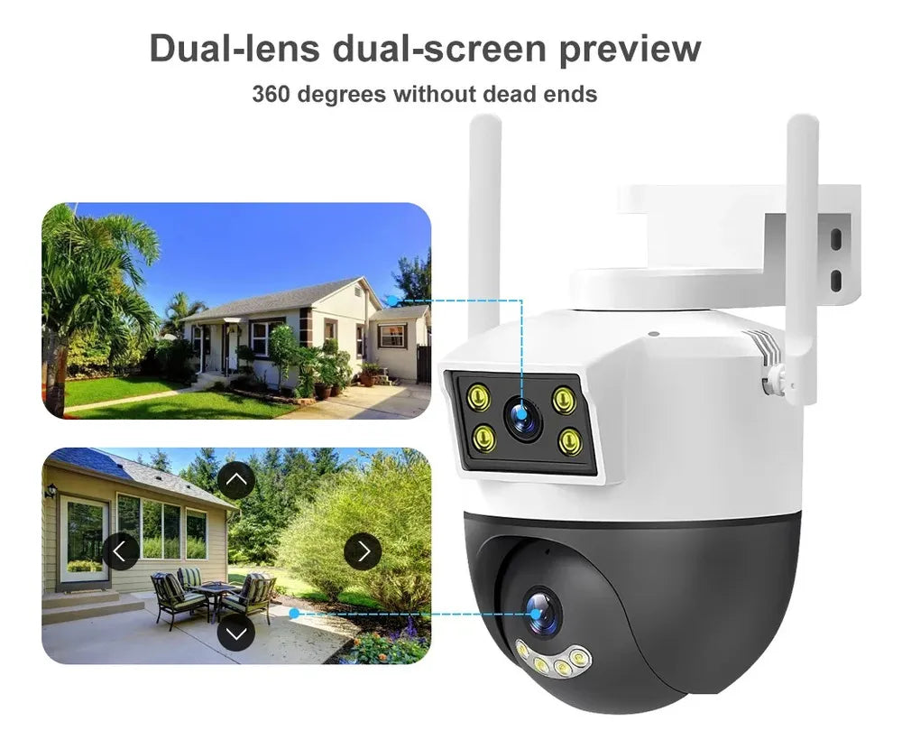 Cámara de Seguridad WiFi Doble Lente PTZ Blanca V380 Pro