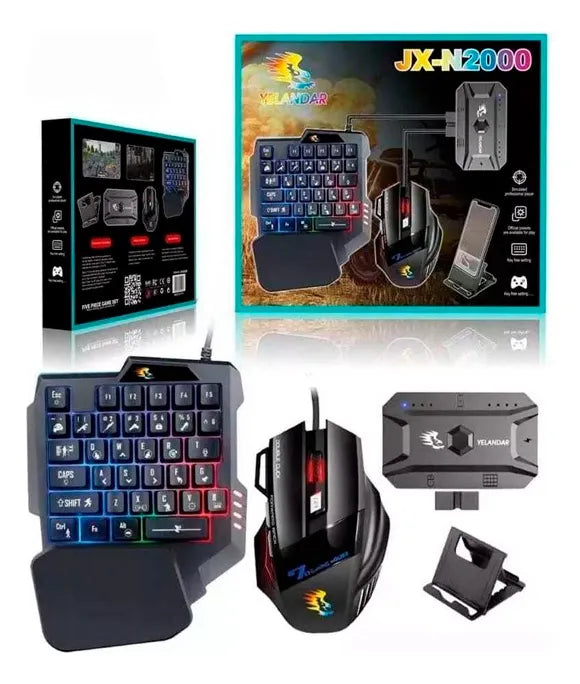 Combo Gaming JX-N2000 - Teclado, Mouse y Convertidor