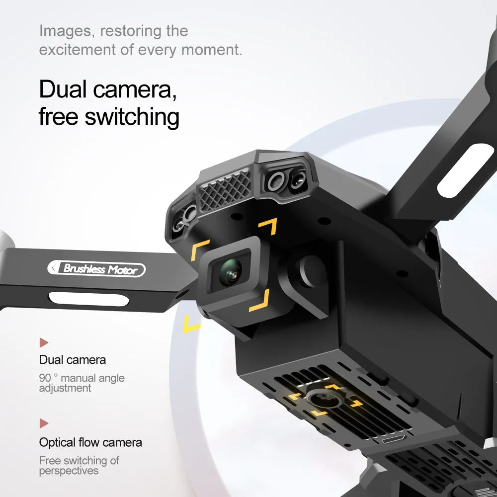 Drone F198 plegable con motor brushless y doble cámara 8K