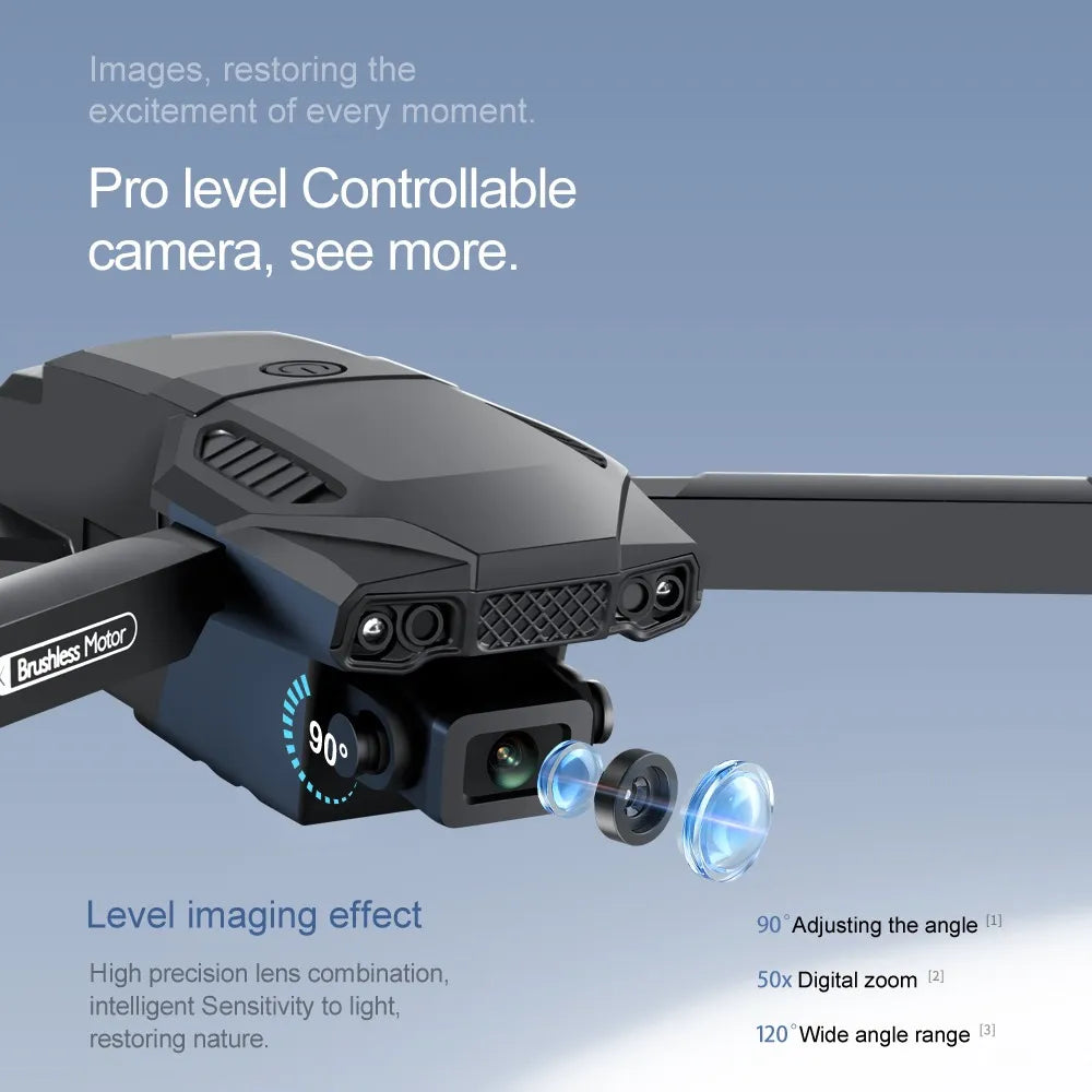 Drone F198 plegable con motor brushless y doble cámara 8K