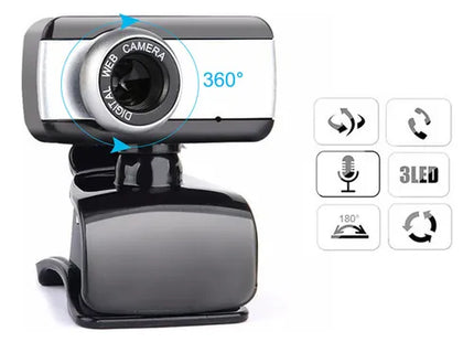 Webcam 480p con Clip Universal - Cámara Web con Micrófono Integrado