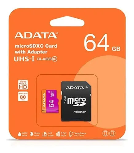 Memoria MicroSDXC ADATA 64GB con Adaptador UHS-I Class 10