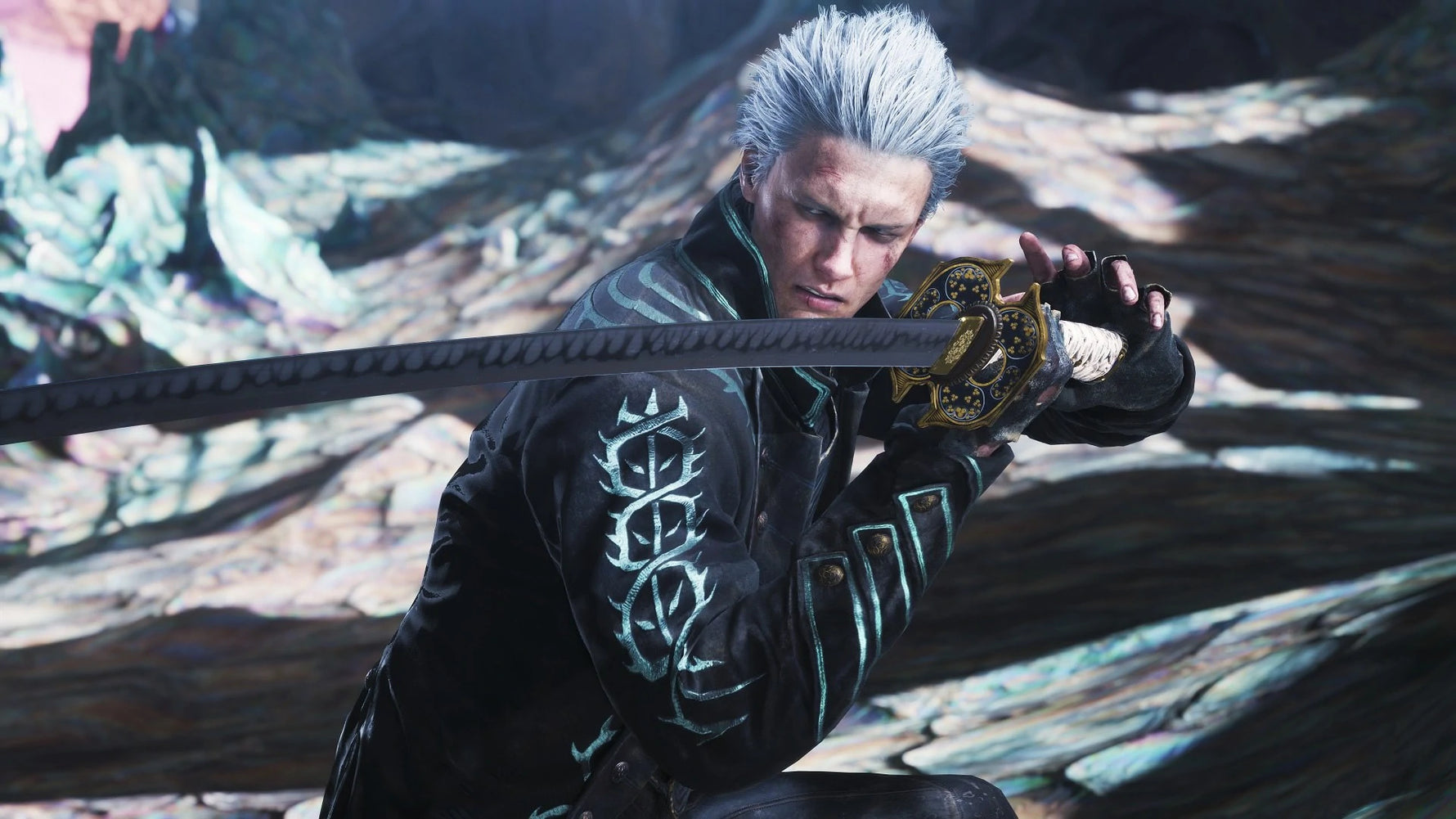 Katana Vergil Devil May Cry 103cm Aprox - Espada con Guardamanos Dorado