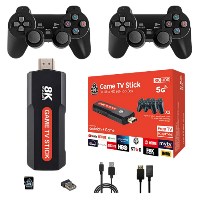 Game TV Stick 8K con 2 Controles - 50,000+ Juegos Retro PSP, PS1, N64