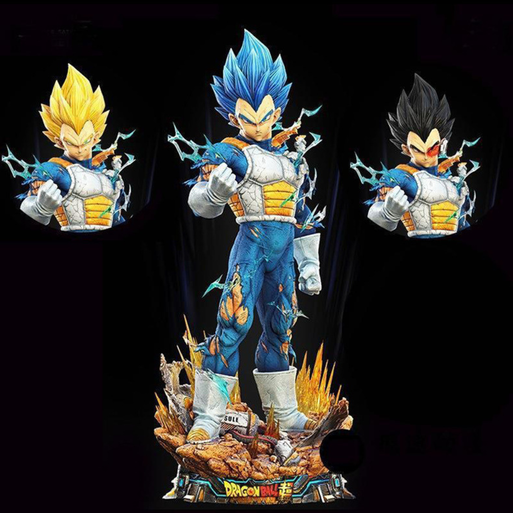 Figura de Colección Vegeta 3 Cabezas Intercambiables - Dragon Ball Z 53cm Aprox