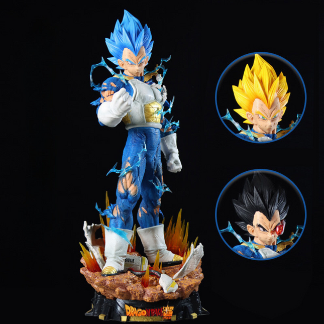 Figura de Colección Vegeta 3 Cabezas Intercambiables - Dragon Ball Z 53cm Aprox