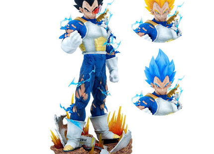 Figura de Colección Vegeta 3 Cabezas Intercambiables - Dragon Ball Z 53cm Aprox