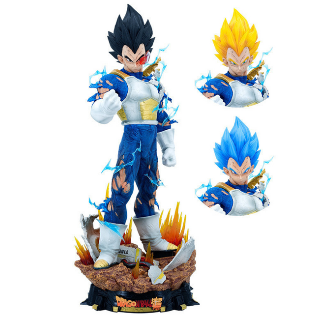 Figura de Colección Vegeta 3 Cabezas Intercambiables - Dragon Ball Z 53cm Aprox