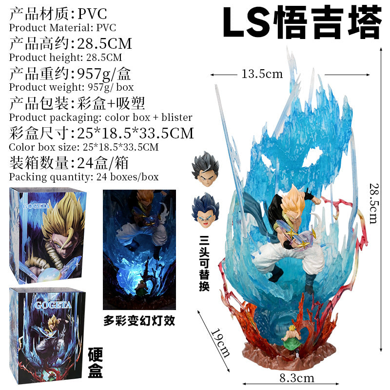 Figura Gogeta 28.5cm con Luz y 3 Cabezas