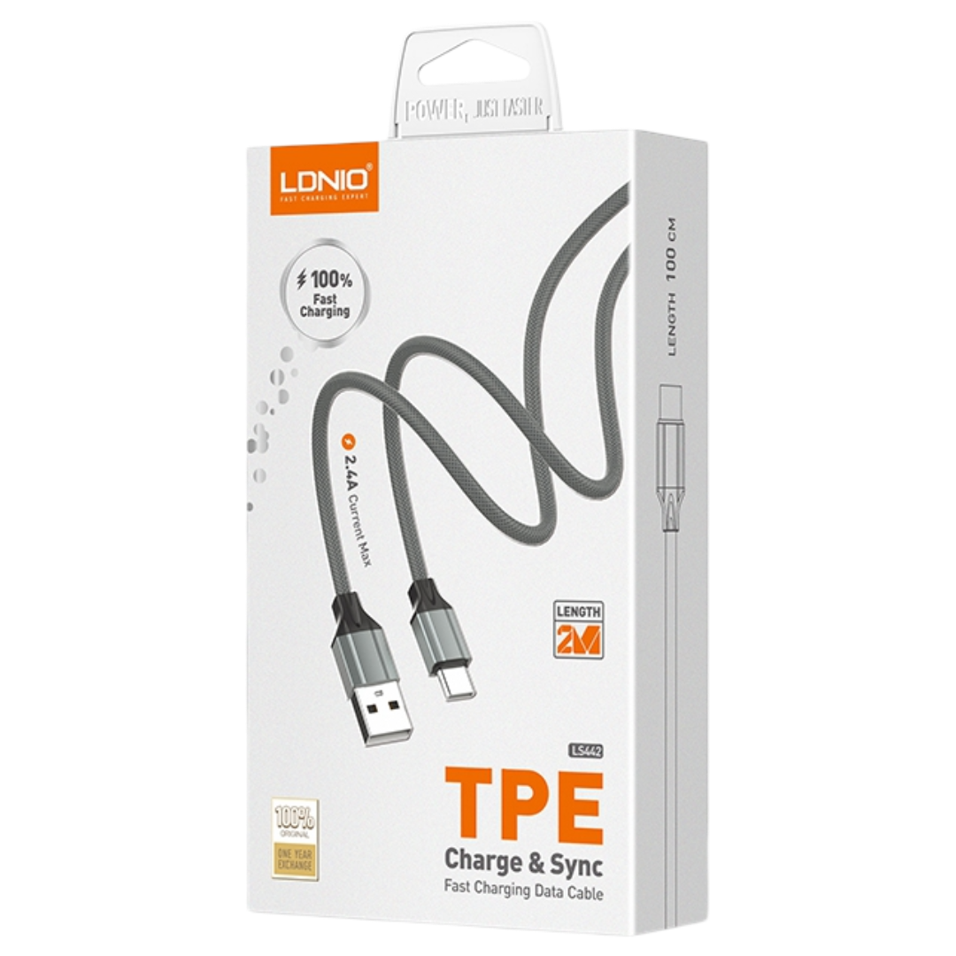 Cable LDNIO LS442 Lightning para iPhone 2 Metros - Carga Rápida