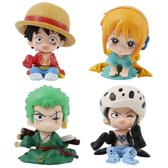 Set 4 Figuras Chibi 6.5cm - One Piece (Luffy, Zoro, Nami, Law)