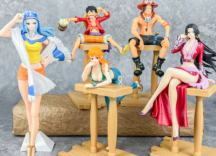 Set Premium 5 Figuras 20cm con Bases - One Piece (Luffy, Ace, Nami, Vivi, Hancock)
